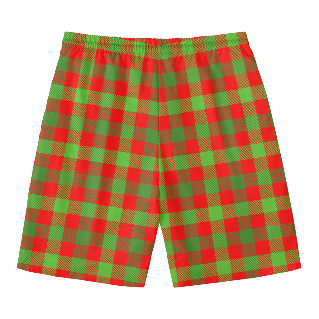 Christmas Buffalo Plaid Print Men's Swim Trunks