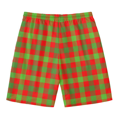 Christmas Buffalo Plaid Print Men's Swim Trunks