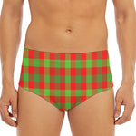 Christmas Buffalo Plaid Print Men's Triangle Swim Briefs