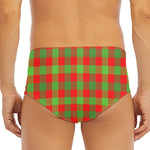 Christmas Buffalo Plaid Print Men's Triangle Swim Briefs
