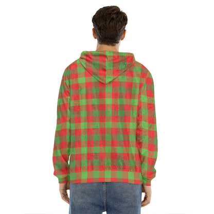 Christmas Buffalo Plaid Print Men's Velvet Pullover Hoodie