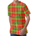 Christmas Buffalo Plaid Print Men's Velvet T-Shirt
