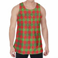 Christmas Buffalo Plaid Print Men's Velvet Tank Top