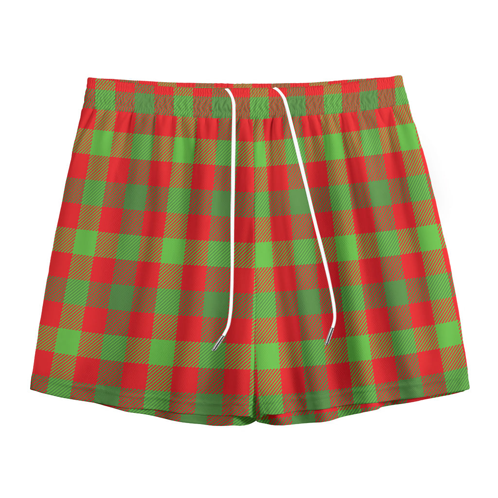 Christmas Buffalo Plaid Print Mesh Shorts