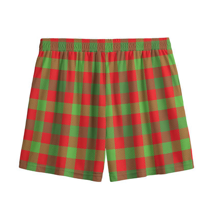 Christmas Buffalo Plaid Print Mesh Shorts
