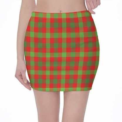 Christmas Buffalo Plaid Print Pencil Mini Skirt