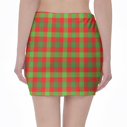 Christmas Buffalo Plaid Print Pencil Mini Skirt