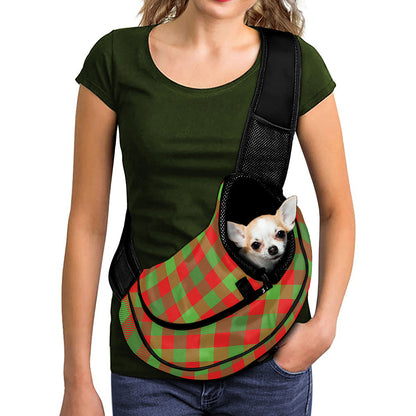 Christmas Buffalo Plaid Print Pet Sling Carrier