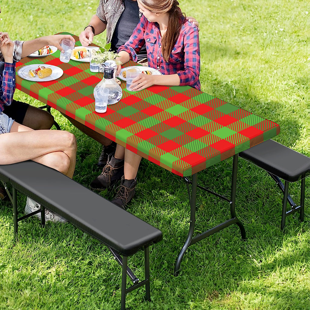 Christmas Buffalo Plaid Print Picnic Table Cover
