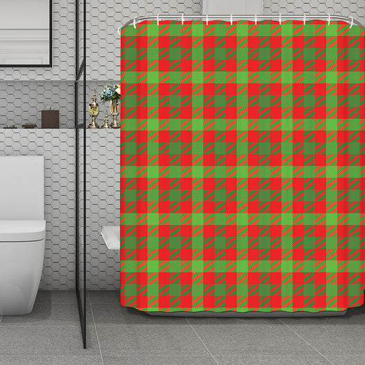 Christmas Buffalo Plaid Print Polyester Shower Curtain