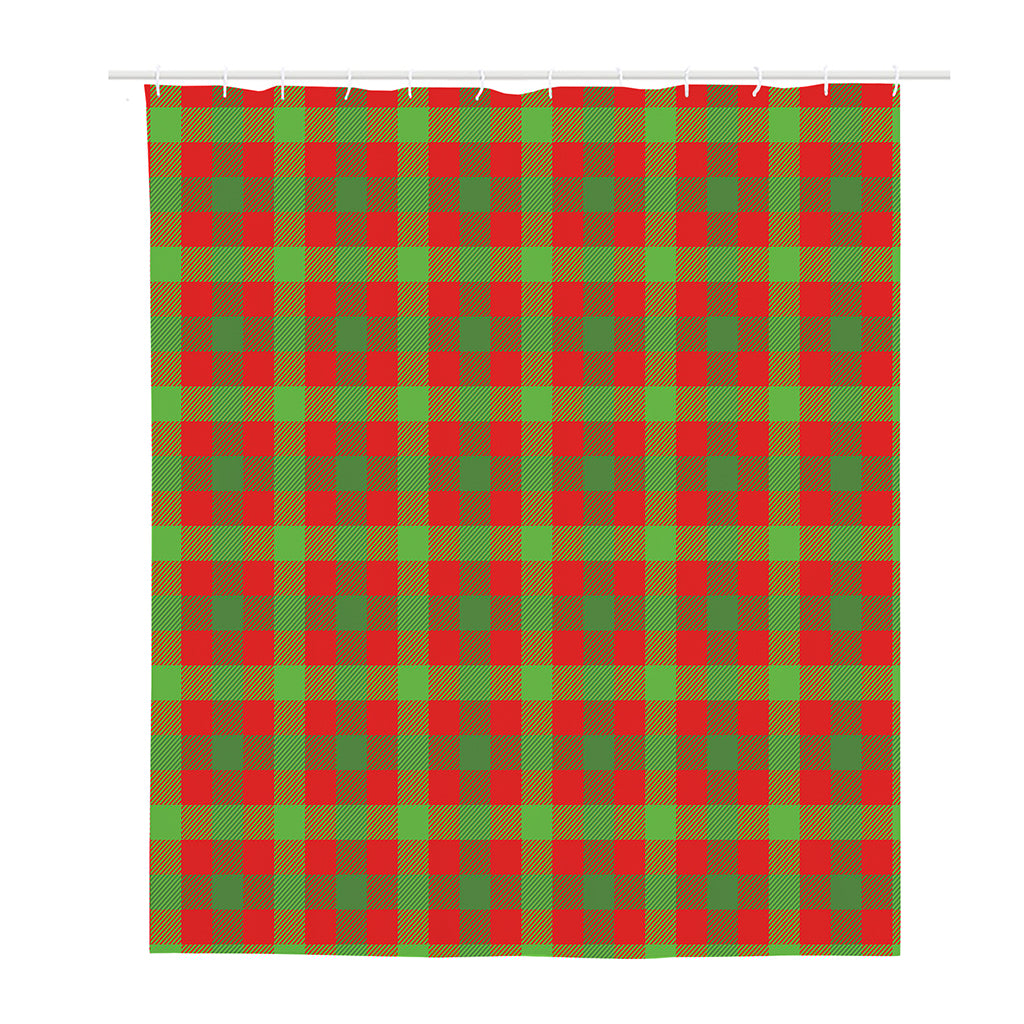 Christmas Buffalo Plaid Print Polyester Shower Curtain