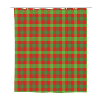 Christmas Buffalo Plaid Print Polyester Shower Curtain