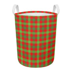 Christmas Buffalo Plaid Print Round Laundry Basket