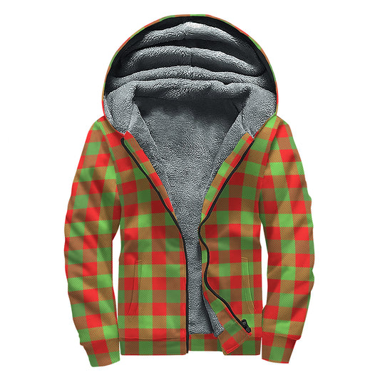 Christmas Buffalo Plaid Print Sherpa Lined Zip Up Hoodie