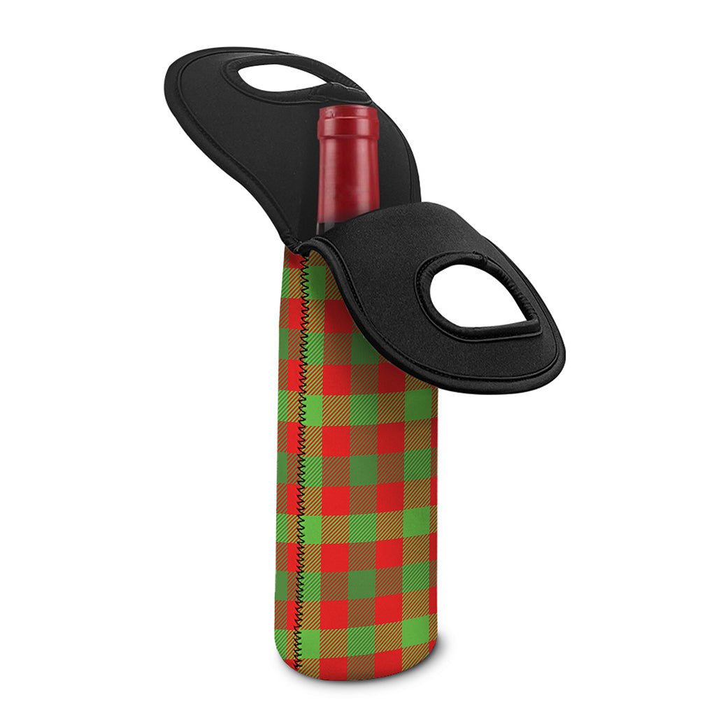 Christmas Buffalo Plaid Print Single Neoprene Wine Tote