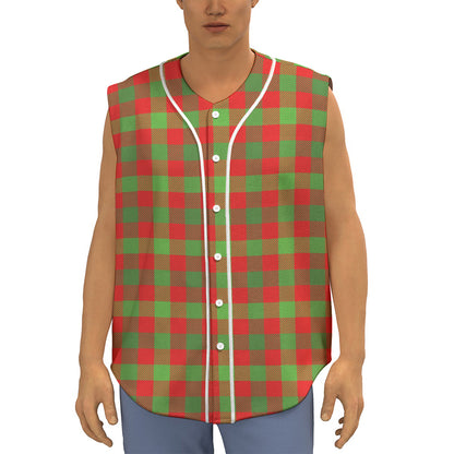 Christmas Buffalo Plaid Print Sleeveless Baseball Jersey