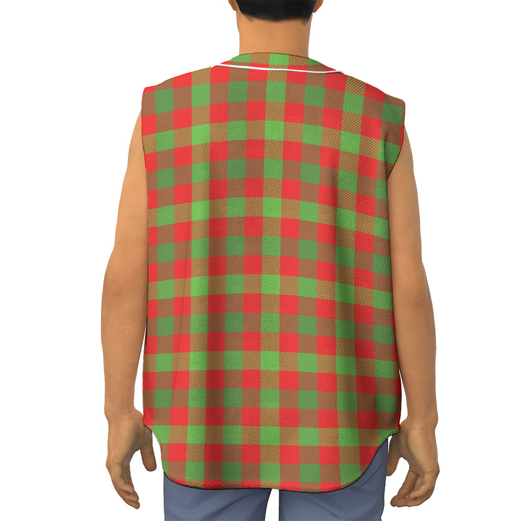Christmas Buffalo Plaid Print Sleeveless Baseball Jersey