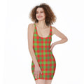 Christmas Buffalo Plaid Print Sleeveless Bodycon Dress