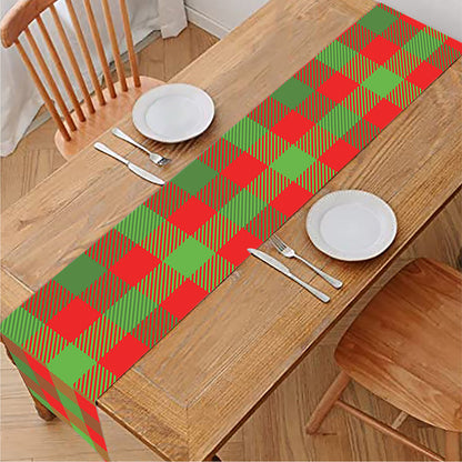Christmas Buffalo Plaid Print Table Runner