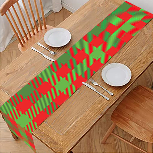 Christmas Buffalo Plaid Print Table Runner