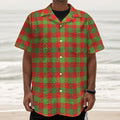 Christmas Buffalo Plaid Print Textured Short Sleeve Shirt