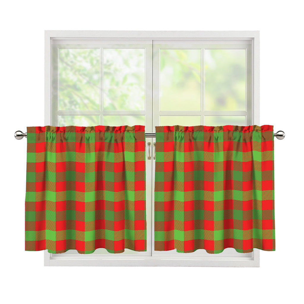 Christmas Buffalo Plaid Print Tier Curtains