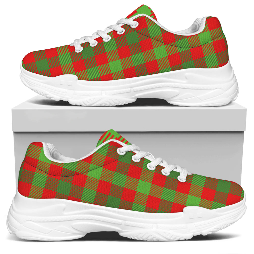 Christmas Buffalo Plaid Print White Chunky Shoes