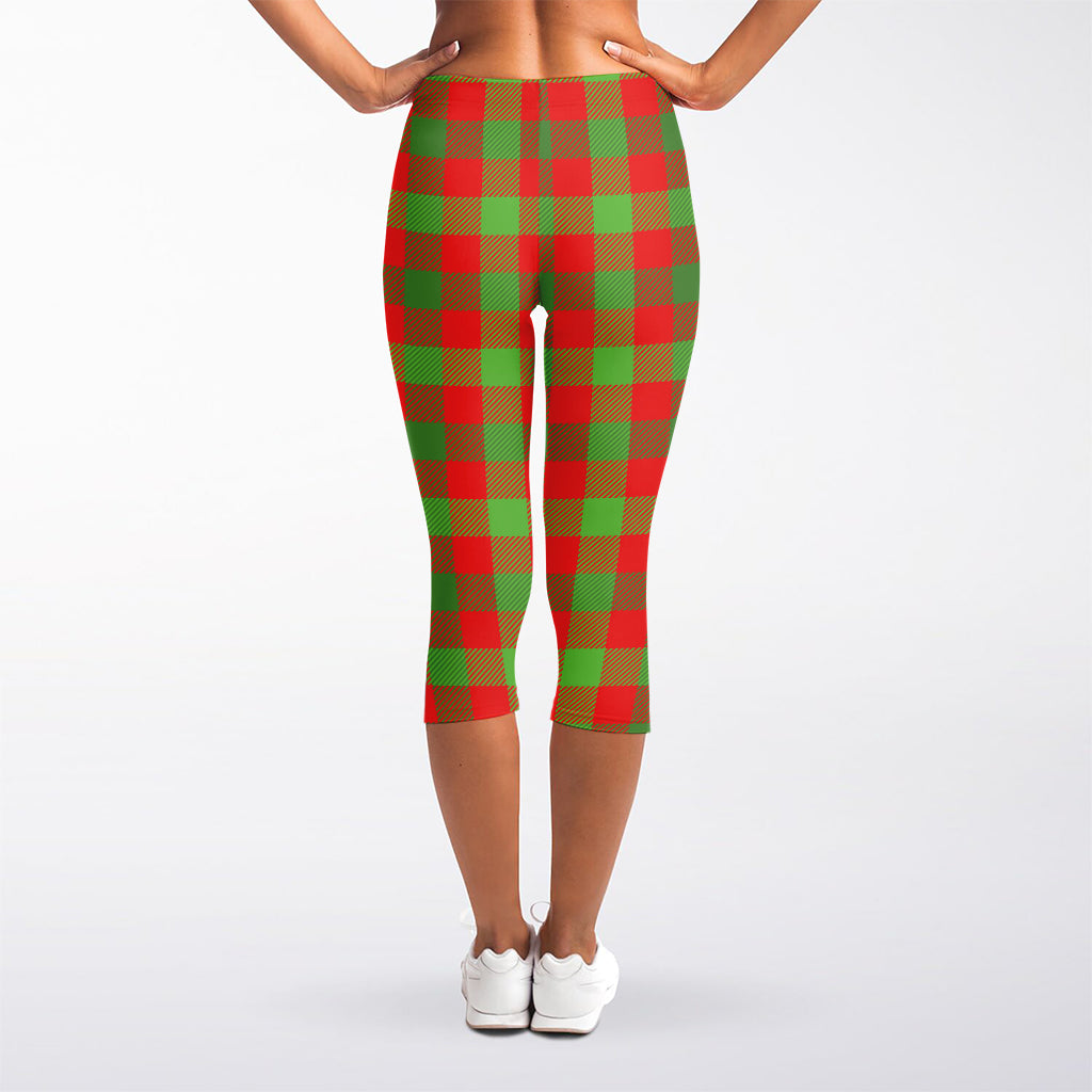 Christmas Buffalo Plaid Print Women's Capri Leggings