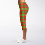 Christmas Buffalo Plaid Print Women's Capri Leggings