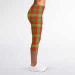 Christmas Buffalo Plaid Print Women's Capri Leggings