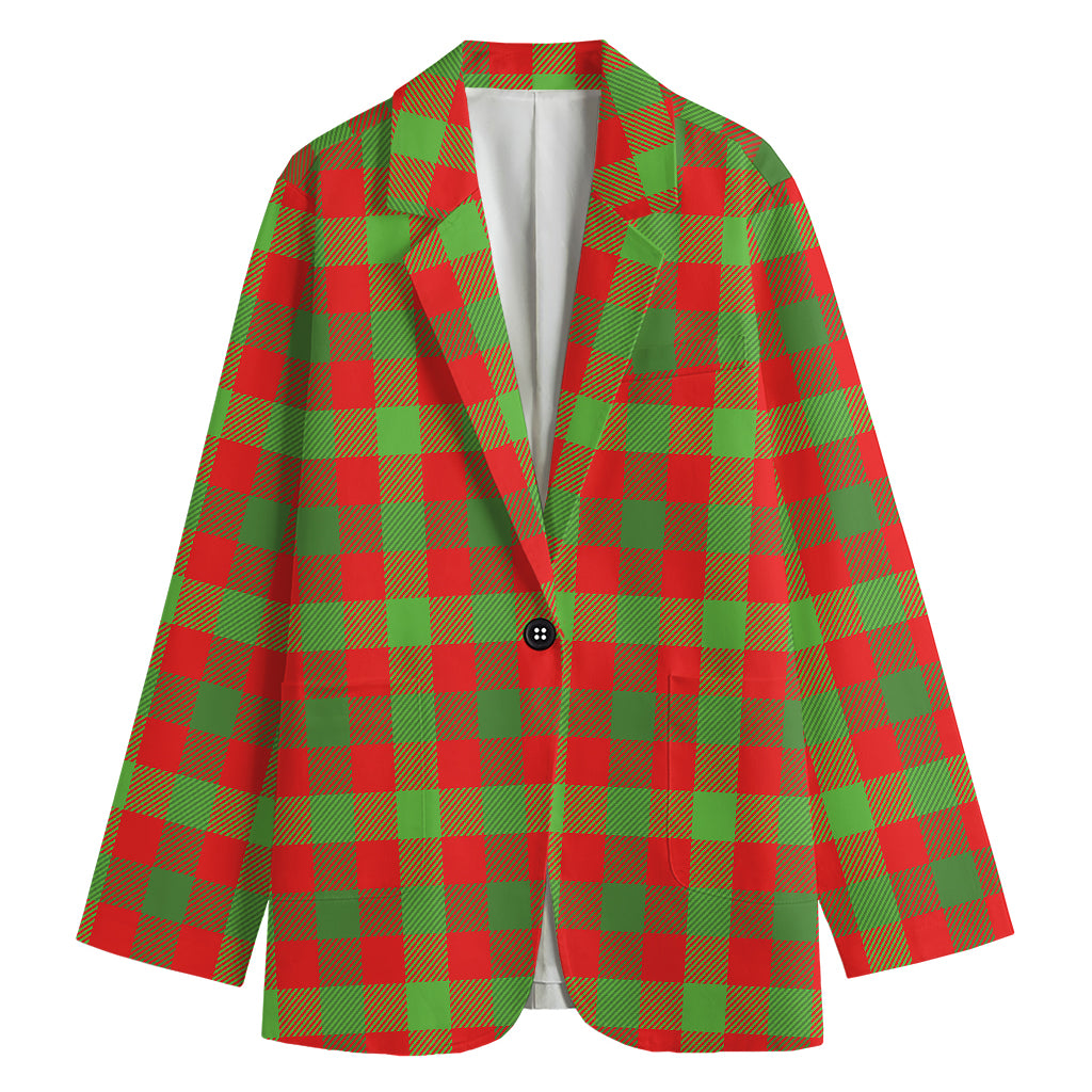 Christmas Buffalo Plaid Print Women's Cotton Blazer