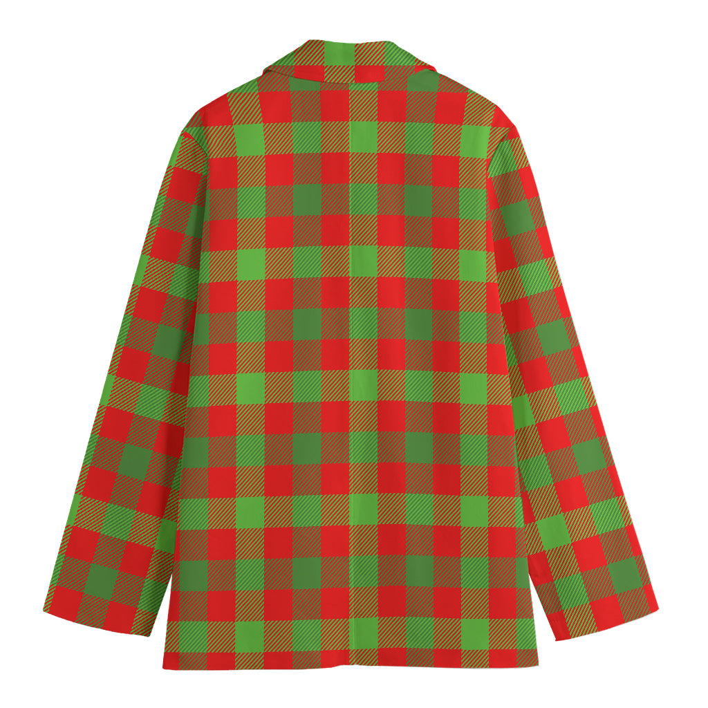 Christmas Buffalo Plaid Print Women's Cotton Blazer