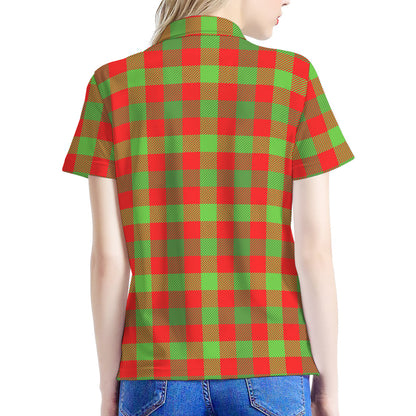 Christmas Buffalo Plaid Print Women's Polo Shirt