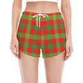 Christmas Buffalo Plaid Print Women's Split Running Shorts