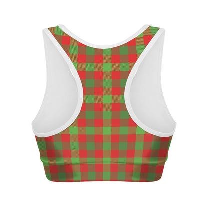 Christmas Buffalo Plaid Print Women's Sports Bra