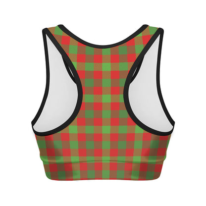 Christmas Buffalo Plaid Print Women's Sports Bra
