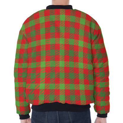Christmas Buffalo Plaid Print Zip Sleeve Bomber Jacket