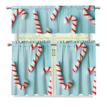 Christmas Candy Candies Pattern Print 3 Piece Kitchen Curtains
