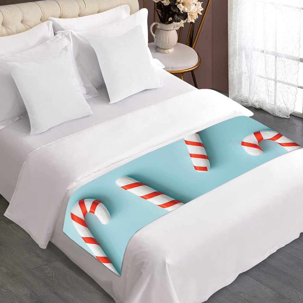 Christmas Candy Candies Pattern Print Bed Runner