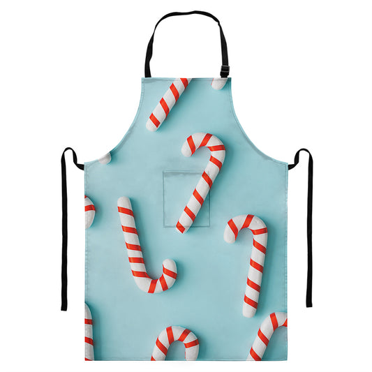 Christmas Candy Candies Pattern Print Bib Apron With Pocket