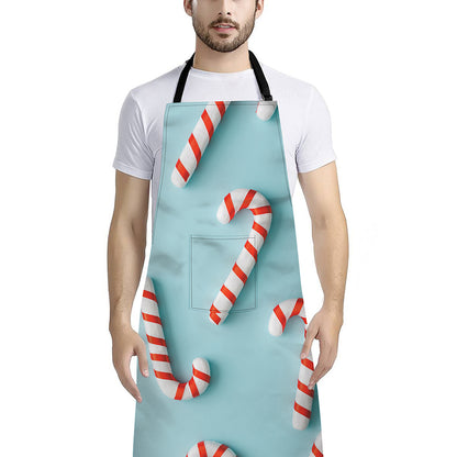 Christmas Candy Candies Pattern Print Bib Apron With Pocket