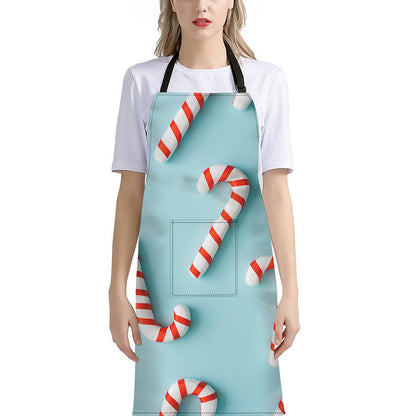 Christmas Candy Candies Pattern Print Bib Apron With Pocket