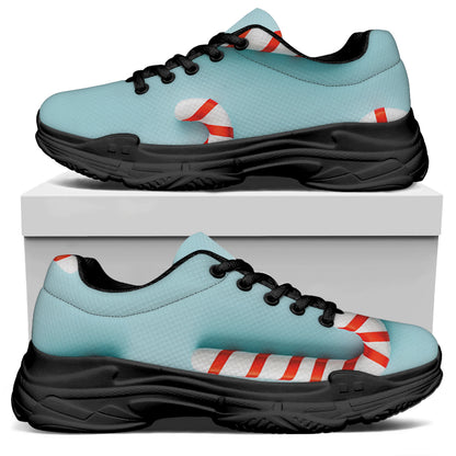 Christmas Candy Candies Pattern Print Black Chunky Shoes