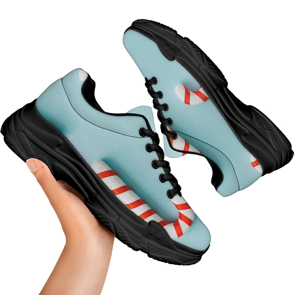 Christmas Candy Candies Pattern Print Black Chunky Shoes