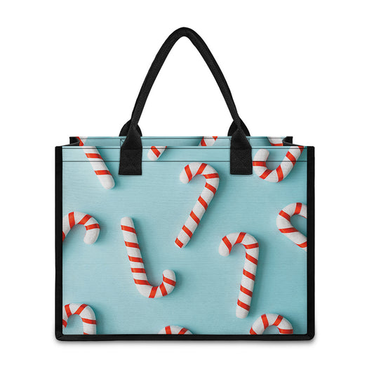 Christmas Candy Candies Pattern Print Canvas Tote Bag