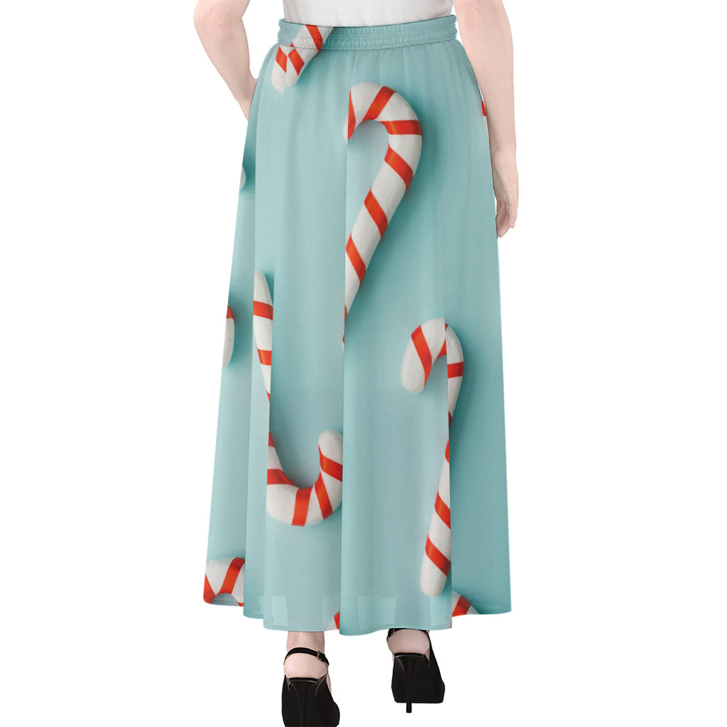 Christmas Candy Candies Pattern Print Chiffon Maxi Skirt