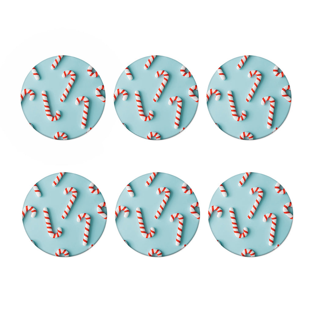 Christmas Candy Candies Pattern Print Coaster Set