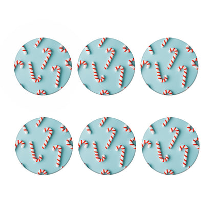 Christmas Candy Candies Pattern Print Coaster Set