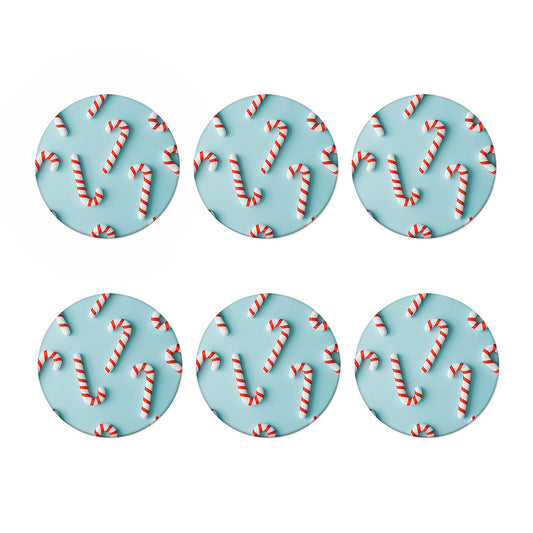 Christmas Candy Candies Pattern Print Coaster Set