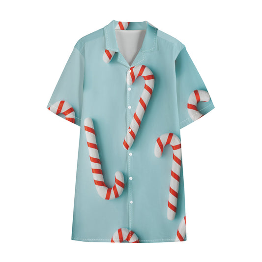 Christmas Candy Candies Pattern Print Cotton Hawaiian Shirt